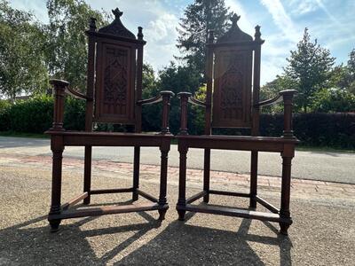 Chairs style Gothic - Style en Oak wood, Belgium  19 th century ( Anno 1885 )