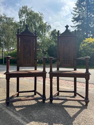 Chairs style Gothic - Style en Oak wood, Belgium  19 th century ( Anno 1885 )