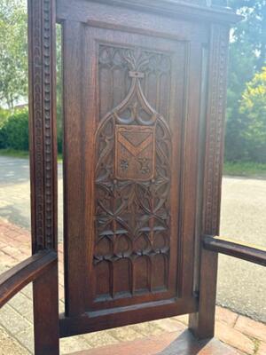 Chairs style Gothic - Style en Oak wood, Belgium  19 th century ( Anno 1885 )