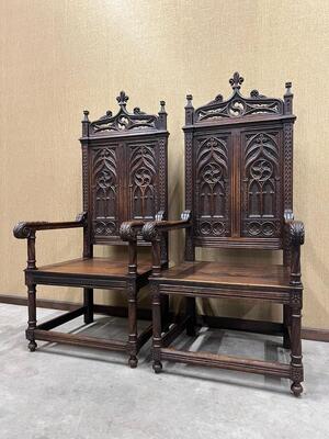 Chairs  style Gothic - Style en Wood, France 19 th century