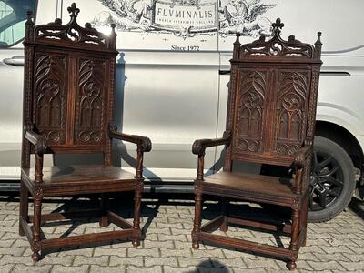 Chairs  style Gothic - Style en Wood, France 19 th century