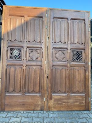 Church Doors style Gothic - style en Oak wood, Belgium  19 th century