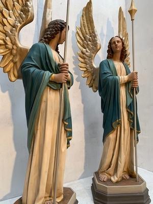 Exceptional Angels Total Height 190 Cm. Weight : 53 Kgs Each. style Gothic - style en Composite Stone , France 19th century