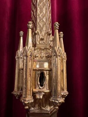 Exceptional Candle Holders Height 100 Cm. Measures Without Pin. style Gothic - Style en Full Bronze Gilt, France 19 th century ( Anno 1865 )