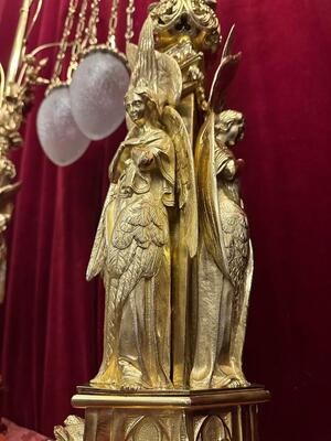 Exceptional Standing Sanctuary Lamps style Gothic - Style en Bronze / Polished and Varnished, France 19 th century ( Anno 1865 )