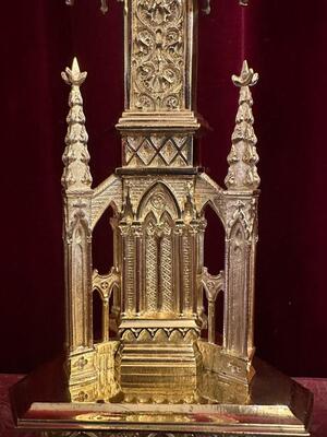 Pair Gothic - Style Matching Candle Holders Measures Height Without Pin.