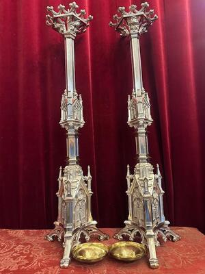 Pair Gothic - Style Matching Candle Sticks Height Without Pin.