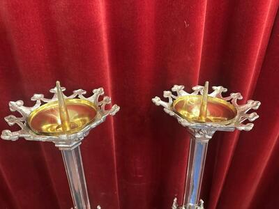 Pair Gothic - Style Matching Candle Sticks Height Without Pin.