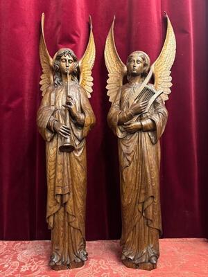 Seraphins Angels  style Gothic - Style en Fully Hand - Carved Wood Oak, Belgium  19 th century ( Anno 1865 )