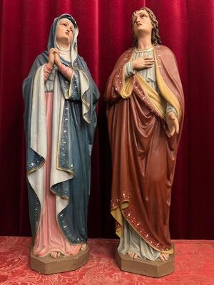 St. John & St. Mary style Gothic - Style en Plaster polychrome, France 19 th century ( Anno 1885 )