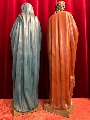 St. John & St. Mary style Gothic - Style en Plaster polychrome, France 19 th century ( Anno 1885 )