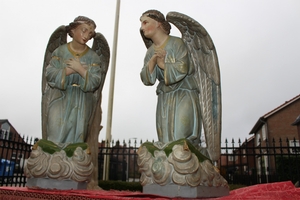 Kneeling Angels  en Terra-Cotta polychrome, France 19th century