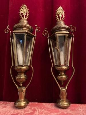 Lanterns en Brass / Bronze / Glass, Belgium 19th century