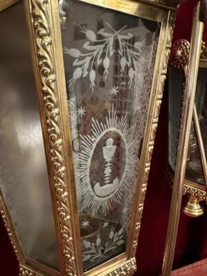 Lanterns en Brass / Bronze / Polished and Varnished / Glass, Belgium  19 th century ( Anno 1840 )