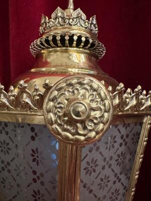 Lanterns en Brass / Bronze / Polished and Varnished / Glass, Belgium  19 th century ( Anno 1840 )