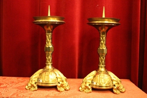 Candle Sticks style neo classisistical en Brass / Bronze, Belgium 20th century