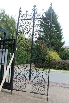 Pair Of Matching Black Coloured Baptistery Entrance Gates / Measurements Of 1 Piece en Hand forged - iron , Belgium 19th century