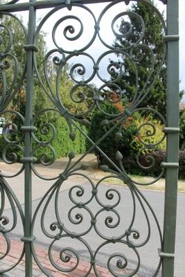 Pair Of Matching Green Coloured Baptistery Entrance Gates / Measurements Of 1 Piece en Hand forged - iron , Belgium 19th century
