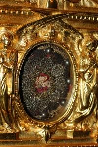 Reliquaries. Ex Ossibus Unknown Saints. style Romanesque en Bronze / Polished and Varnished, France 19th century / Relics inside 18th century