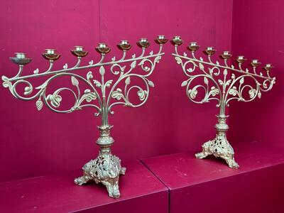 Candle Holders style Romanesque - Style en Bronze Gilt, France 19 th century ( Anno 1885 )