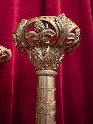 Candle Holders Measures Without Pin style Romanesque - Style en Bronze, Belgium  19 th century ( Anno 1875 )