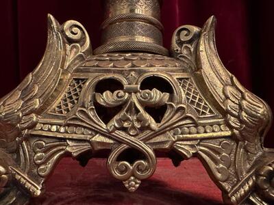 Candle Holders Measures Without Pin style Romanesque - Style en Bronze, Belgium  19 th century ( Anno 1875 )