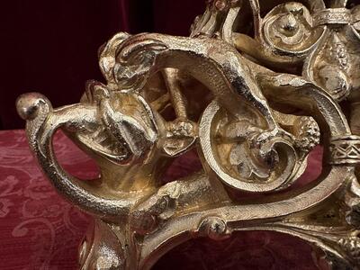 Candle Holders Measures Without Pin style Romanesque - Style en Bronze / Polished and Varnished, France 19 th century ( Anno 1865 )