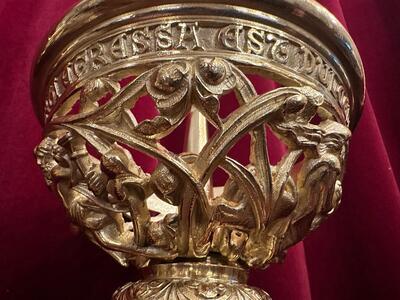 Candle Holders Measures Without Pin style Romanesque - Style en Bronze / Polished and Varnished, France 19 th century ( Anno 1865 )