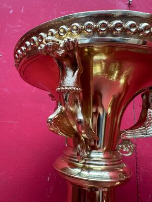 Pair Romanesque - Style Exceptional Candle ( Paschal ) Holders Measures Without Pin