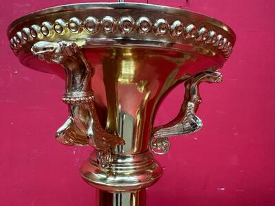 Pair Romanesque - Style Exceptional Candle ( Paschal ) Holders Measures Without Pin