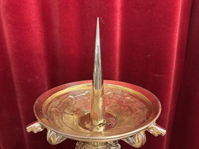 Pair Romanesque - Style Exceptional Candle ( Paschal ) Holders Measures Without Pin