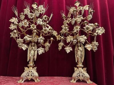 Pair Romanesque - Style Floral Candle Holders