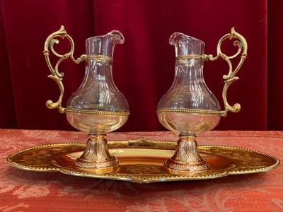 Cruets en Brass / Bronze / Polished and Varnished / Glass, Belgium 19 th century