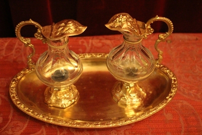 Cruets en Brass / Gilt / Glass, Belgium 19th century