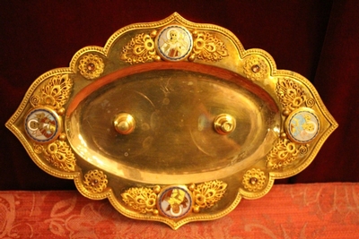 Cruets en Brass / Glass / Enamel / Gemstones, France 19th century