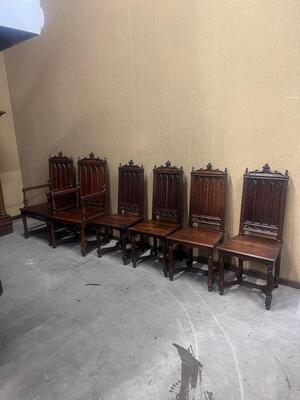 6 Chairs Expected ! style Gothic - Style en Oak wood, France 19 th century