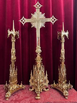 Set Gothic - Style Candle Holders With Cross. Cross Has Been Sold !