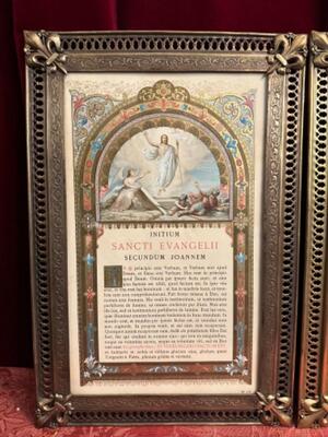 Canon Boards Measurements : 1 X 59 W X 42 H Cm. 2 X 28 W  X 42 H Cm.  style Gothic - Style en Brass / Bronze / Glass, France 19 th century ( Anno 1890 )