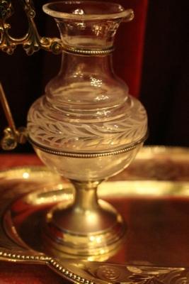 Cruets style Gothic - style en full silver / Glass, Belgium 19th century