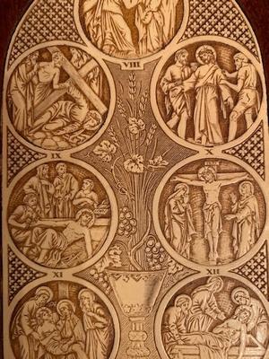 Small Series Stations Of The Cross To Travel. Measures Opened en Wood / Ivory, France 19th century